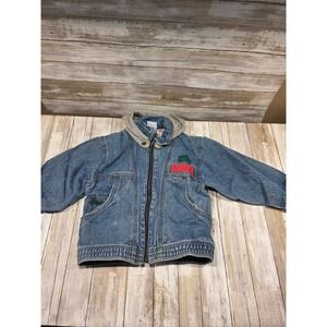 Vintage 90s Kids Levi's Denim Jean Jacket Hooded Size 6 Applique Coat